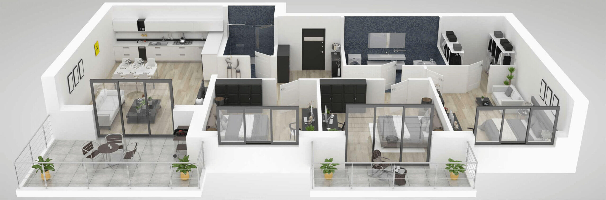 3D-Wohnungsmodell von oben