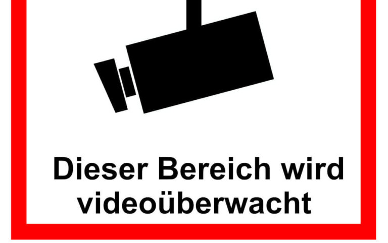 Warnhinweis für Videoüberwachung in einem bestimmten Bereich